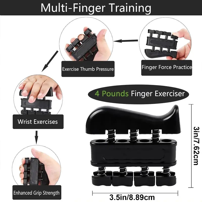 Black Unisex Variable Wave Shape Rubber Pro Grip Trainer 4-Pack - Adjustable Resistance (10-130 Lbs), Strength Workout Exercise Gym Equipment & Gym Stuff Accessories, Forearm Building, Carpal Tunnel Relief
