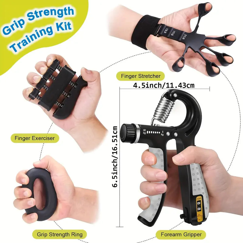 Black Unisex Variable Wave Shape Rubber Pro Grip Trainer 4-Pack - Adjustable Resistance (10-130 Lbs), Strength Workout Exercise Gym Equipment & Gym Stuff Accessories, Forearm Building, Carpal Tunnel Relief