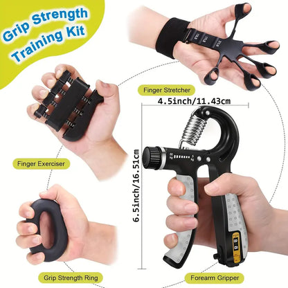 Black Unisex Variable Wave Shape Rubber Pro Grip Trainer 4-Pack - Adjustable Resistance (10-130 Lbs), Strength Workout Exercise Gym Equipment & Gym Stuff Accessories, Forearm Building, Carpal Tunnel Relief